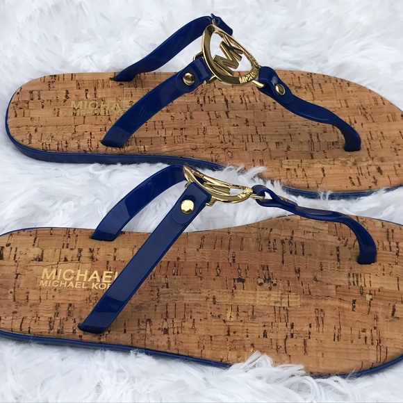 Michael Kors Women Sandal Shoe Slide Flats Blue - Picture 5 of 8